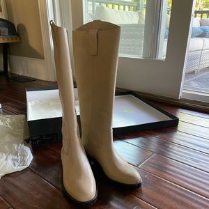 J Crew size 7.5 Polished Leather Riding Boots in Dark beechwood color (EUR 38)